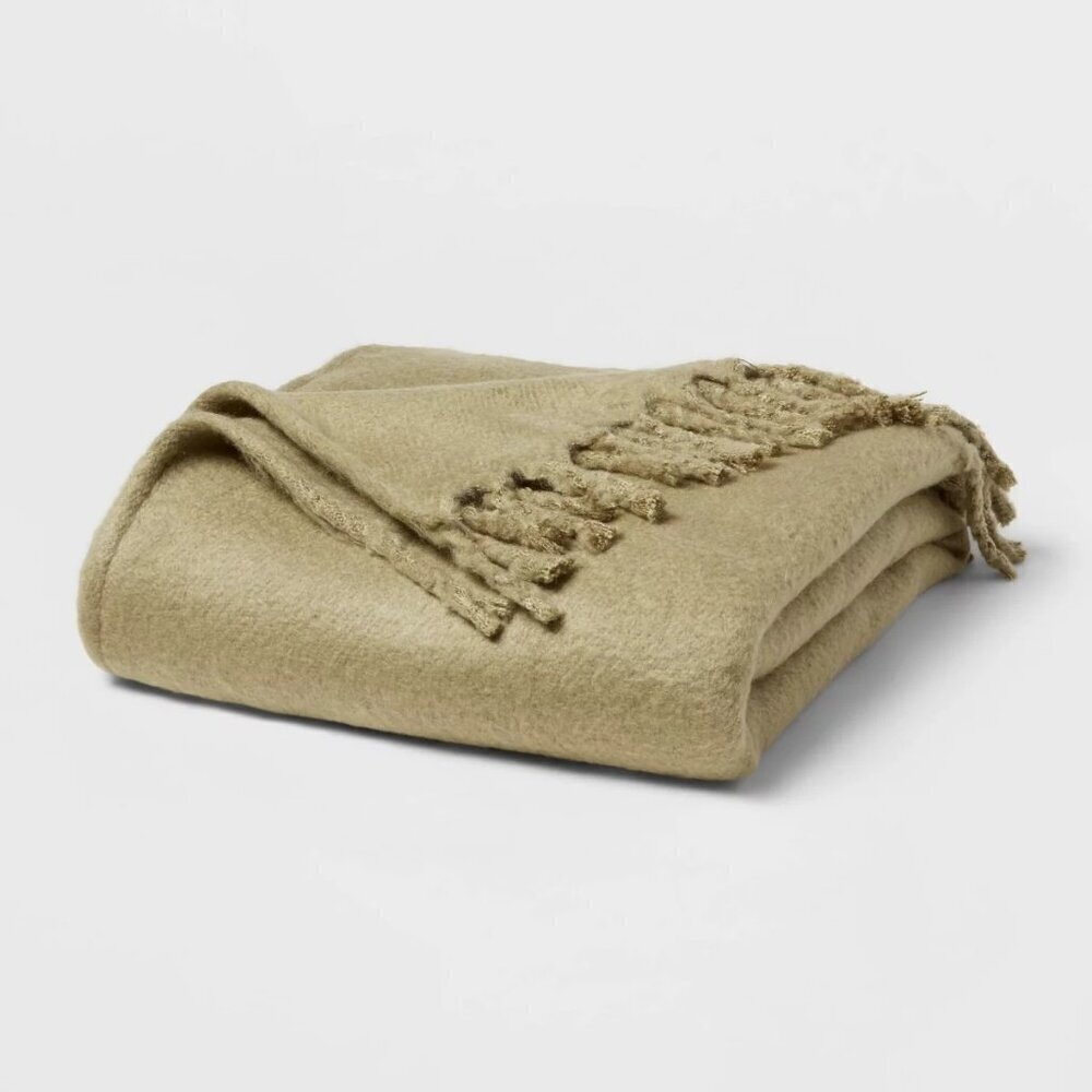 Faux Mohair Bed Throw Green - Threshold, Target